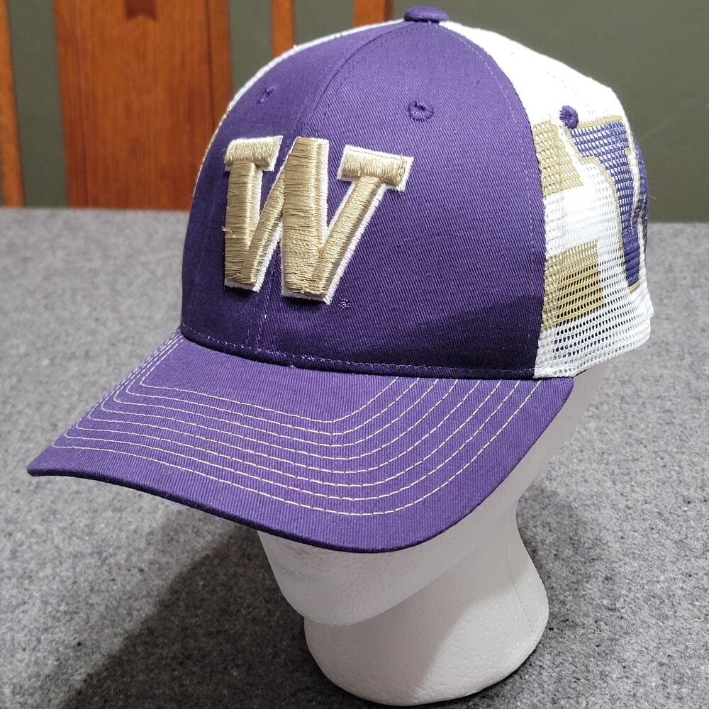 Washington Huskies Hat Baseball Cap Mens Purple White Trucker Snapback Football